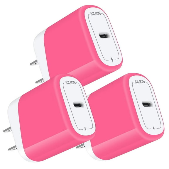 USB C Charger,USB C Wall Charger Block,3PCS AILKIN PD 20W Type C Block Charger Fast Charging Charger Plug Power Adapter USB C Brick Cube for Android Fast Charging