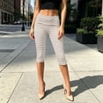 thumbnail image 3 of LIaqionyy Women Capri Pants Low Rise Lightweight Cropped Leggings Knee Length Striped Yoga Pant Workout Bottom, 3 of 7