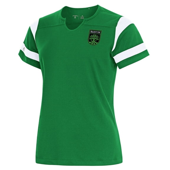 Women's Antigua Kelly Green Austin FC Encounter Notch Neck T-Shirt