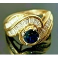 thumbnail image 4 of 2Ct Round Lab Created Blue Sapphire Engagement Cocktail Ring 14K Yellow Gold Plated Silver, 4 of 4