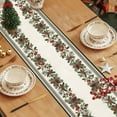 thumbnail image 5 of Christmas Pine Cone Table Runner 13x72 Inch,Holly Berry Leaves Xmas Winter Seasonal Holiday Tabletop Runner for Farmhouse Kitchen Dinning Indoor Outdoor Home Party Decoration, 5 of 7