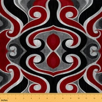 jejeloiu Abstract Geometric Pattern Fabric by the Yard 1 Yard,Geometric Aesthetic Home Decor Fabric by the Yard,Black Gray Red Sewing Fabric For Girls Boys,Super Cozy Room Decor