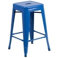 thumbnail image 2 of Home Square 24" Metal Backless Counter Stool in Blue - Set of 3, 2 of 10