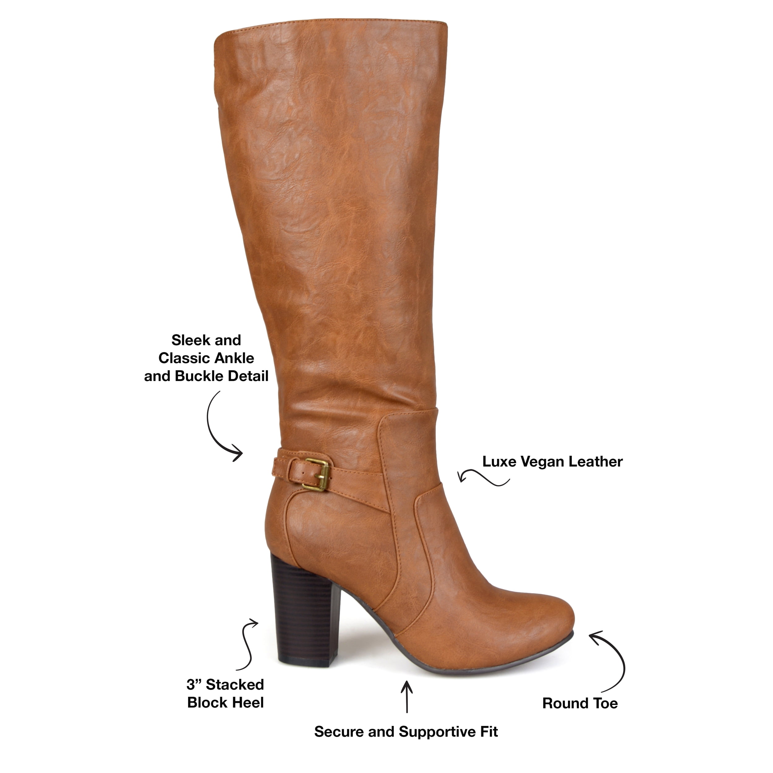 Journee Womens Carver Wide Calf Stacked Heel Knee High Boots