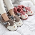 thumbnail image 3 of Closed Back Slippers Thickened Non-skid Cute 3D Elk Winter Slides Fluffy Sandals, 3 of 10