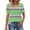 Green, variant on YHAJDS T Shirts for Women Short Sleeve Square Neck Striped Print Lace Trim Casual Blouse