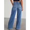 thumbnail image 2 of Jeans anchos de tiro alto para mujer Sidefeel, azul, talla 6, 2 of 9