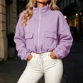 thumbnail image 2 of Pocket Cropped Hoodies for Women Zip Up Long Sleeve Trendy Pullovers Tops Cinched Waist Solid Hooded Sweatshirts Standing Neck Basic 2026 Fall Shopping Wear, 2 of 4