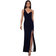 Xscape Long Ity w/Lining Front Slit 6 Navy/Ivory