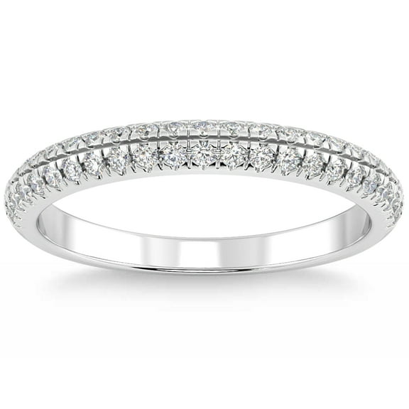Pompeii 1/2Ct Pave Diamond Wedding Ring 14k Gold Stackable Band Lab Grown (FG,VS1-VS2)