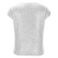 thumbnail image 2 of LLYwey Sequin T-Shirts for Women Cap Sleeve Summer Tops Solid Crew Neck Short Sleeve Casual Loose Blouses Tees Shirts, Style-6, White, XL, 2 of 5