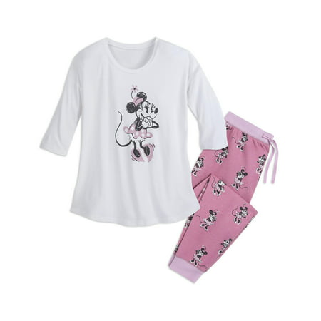 Disney Womens Glitter Jogger Pajama Set, Pink Minnie, Size: M