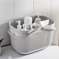 thumbnail image 2 of Rawiri Cesta portátil para ducha, cesta de almacenamiento de plástico con asas, organizador para cocina, baño, dormitorio universitario, gris, 2 of 6