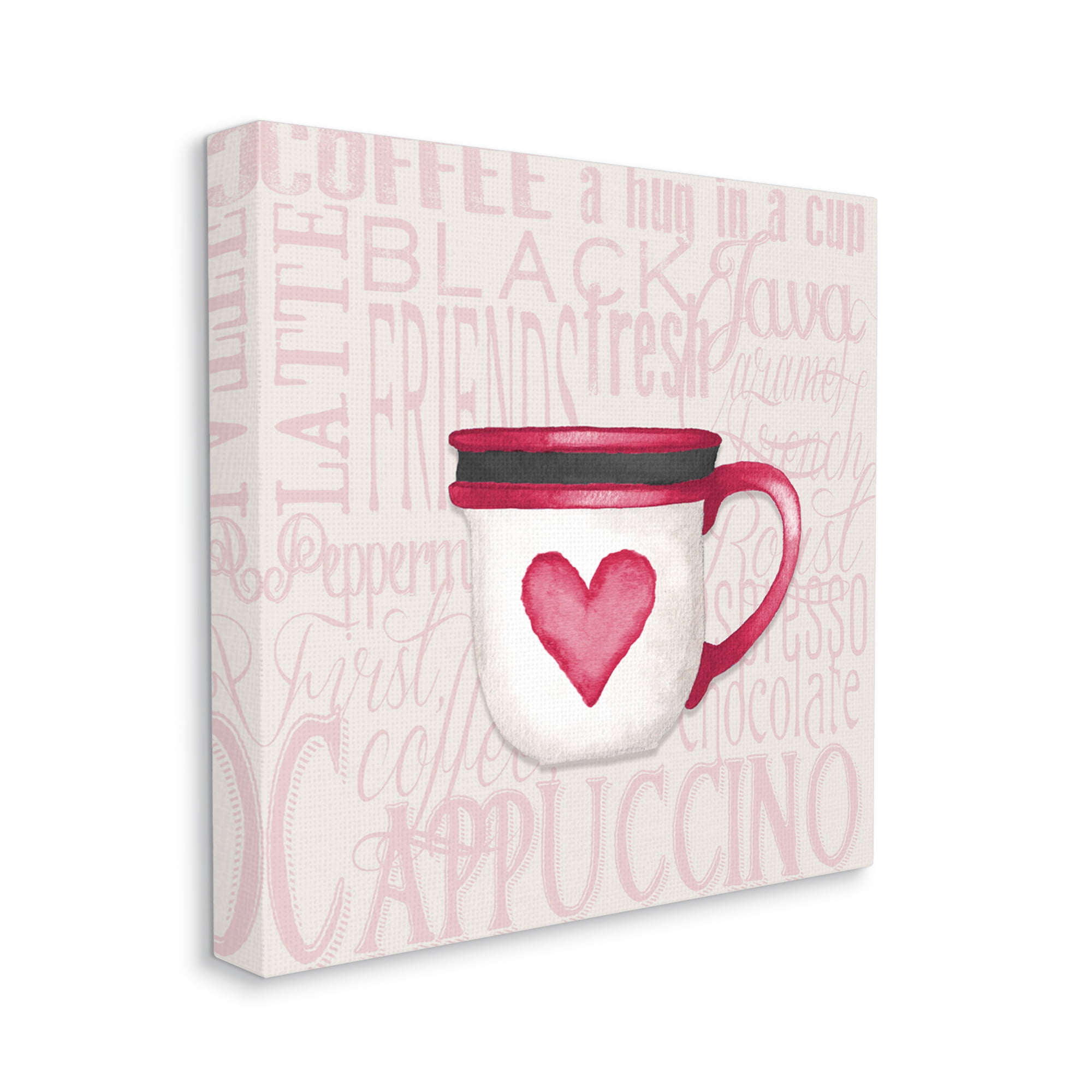 Stupell Heart Coffee Mug Latte Kitchen Food & Beverage Painting Gallery Wrapped Canvas Print Wall Art