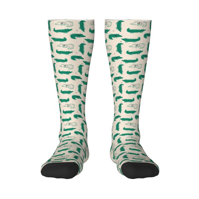 Fotbe Cartoon Crocodile Calcetas Divertidas Estampadas para Hombre y Mujer, Calcetas de Algodón hasta la Rodilla para Caminar, Correr, Enfermería y Embarazo