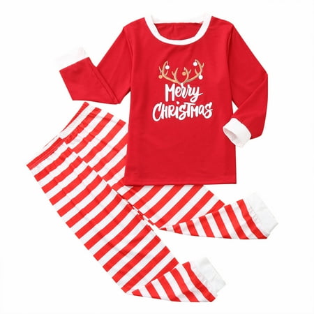 

Christmas Children Kids Printed Letter Top+Pants Xmas Family Clothes Pajamas