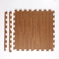 thumbnail image 1 of 20 Pieces Interlocking Carpet Tiles Wood Grain Foam Mats With Border For Home Playroom Basement Trade Show, 30cm X 30cm/12" X 12" Banmo, 1 of 5