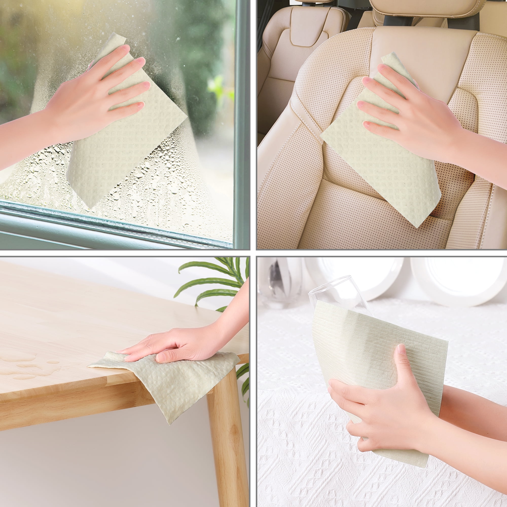 Unique Bargains Reusable Absorbent Sponge Dish Cloths Kitchen Towels Lint Free 7" x 8" White 5pk