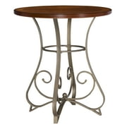 Powell Hamilton Round Pub Table, Matte Pewter and Bronze