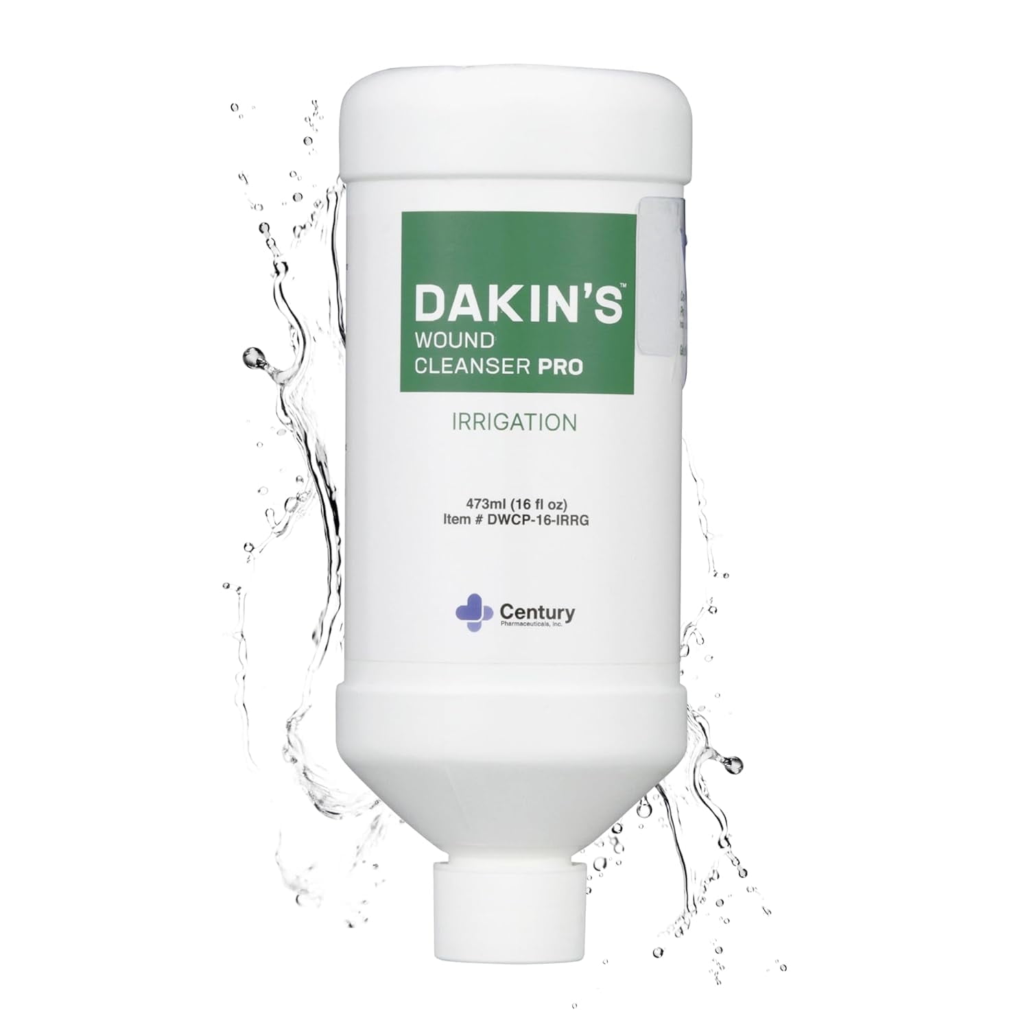 Dakin's Wound Cleanser Pro 0.125% Sodium Hypochlorite Solution with Irrigation Cap for Acute and Chronic Wounds, Antimicrobial No-Rinse Formula, 16 oz