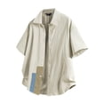 thumbnail image 2 of pstuiky Camisas casuales de manga corta para hombre, Blusas deportivas de verano para hombre, de color block, con cuello redondo, manga corta, de malla, transpirables y holgadas. ropa de hombre s, 2 of 8