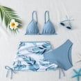 thumbnail image 2 of TAmten Tween Bathing Suits Swimsuits for Teen Girls Girl's 3 Piece Swimsuits Floral High Waisted Bikini Bathing Suit with Mesh Coverups Skirt Blue(Blue,11-12 Years), 2 of 4