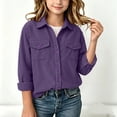 thumbnail image 2 of Hurxie Girls Corduroy Button Down Shirt Long Sleeve Spring Fall | for Layering, Lightweight Shacket-Style Look, Western-Inspired Details, Snap Buttons 8-9 Years, 2 of 7