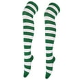 thumbnail image 2 of Christmas Stockings Helii Women's Wide Striped High Long Socks Thigh High Stockings Party costume Over Knee High Crazy Socks Leg Warmer Green, 2 of 4