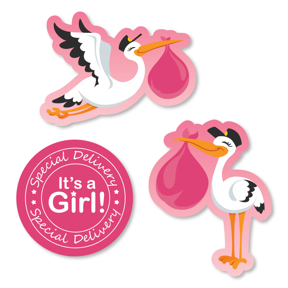 Girl Special Delivery Shaped Pink It's A Girl Stork Baby Shower Cut