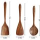 thumbnail image 2 of Zhuge Juego de utensilios de cocina de teca, cuchara ranurada + espátula plana + kit de espátula para wok, utensilios de cocina, sartén antiadherente, olla, utensilios de cocina, 2 of 5