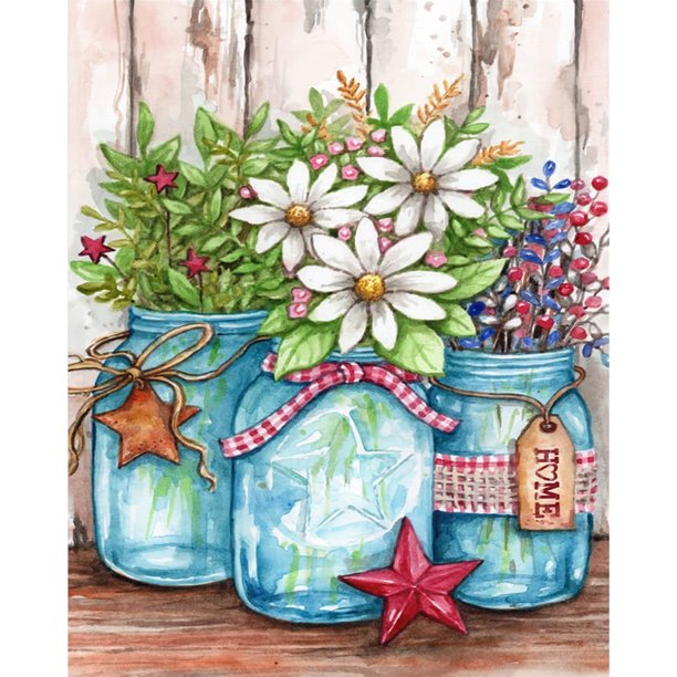 Botella de vidrio Flor Pintura al óleo por números DIY Imagen de dibujo sin marco para adultos FLhrweasw Nuevo
