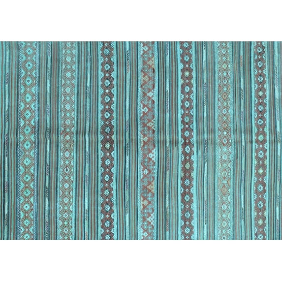 Ahgly Company Indoor Rectangle Abstract Light Blue Contemporary Area Rugs, 2' x 5'