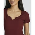 thumbnail image 3 of Real Essentials 4 Pack: Women's Soft Ribbed Knit Split Neck T-Shirt - Casual Office Summer Top (Available In Plus), 3 of 6