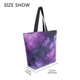 thumbnail image 4 of Open Top Canvas Tote Bag with Zipper Reusable Shopping Bag 13.5x15" Roomy Carryall Purple and Black Tie-dye Texture, 4 of 9