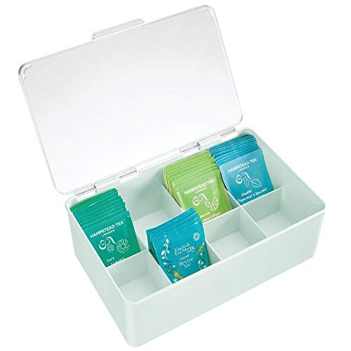 mDesign Stackable Plastic Tea Bag Holder Storage Bin Box for Kitchen