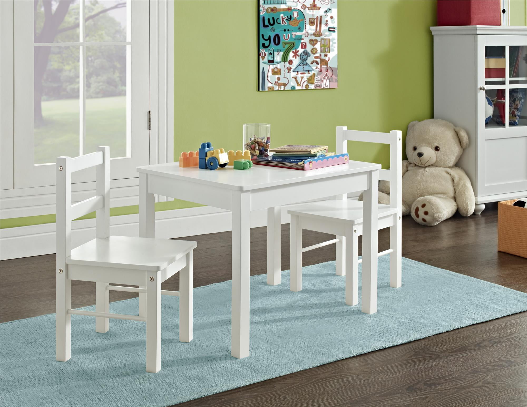 white wooden childrens table