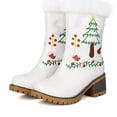 thumbnail image 4 of Y-57 White Womens Casual Thick Sole Thick Heel Winter Round Head High Heels Thick Short Boots Ladies Trendy, 4 of 5