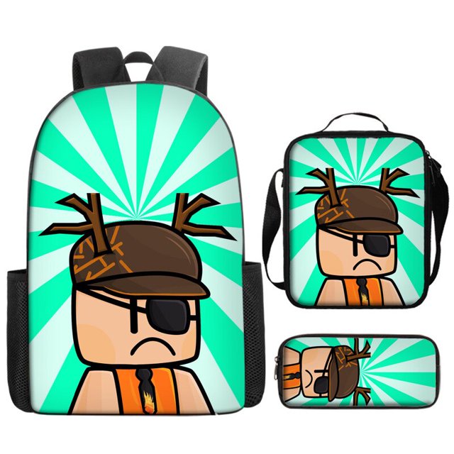 Traje de tres piezas para estudiantes y niños, bolso con cremallera, mochila Roblox, bolso de hombro, estuche para lápices, regalo