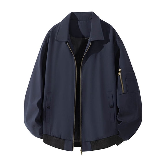 DPTALR Men's Solid Color Lapel Business Casual Jacket Regular Fit for Spring Summer,Navy,XL