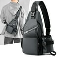 thumbnail image 7 of FNFYFH Sling Bags Chest Shoulder Backpack Men Crossbody Bags Cover Pack Rucksack Crossbody Bag for Travel Hiking Bicycle Sport Gym Daypacks with water bottle holder Waterproof Black, 7 of 7