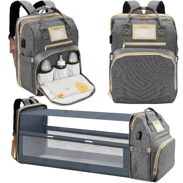 Lenski Mochila para pañales, regalos de baby shower para mamá, regalos de búsqueda de registro de bebé, regalos para nueva mamá, regalos para bebé, bolsa de pañales con cambiador, bolsa de bebé con pu
