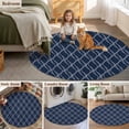 thumbnail image 6 of Abstract Waves Round Living Room Rugs 7 ft, Modern Abstract Geometric Navy Blue Water Ripples Washable Area Rug with Non-Slip Sturdy Edge Binding Round Carpet for Kitchen Office Bedroom, 6 of 9