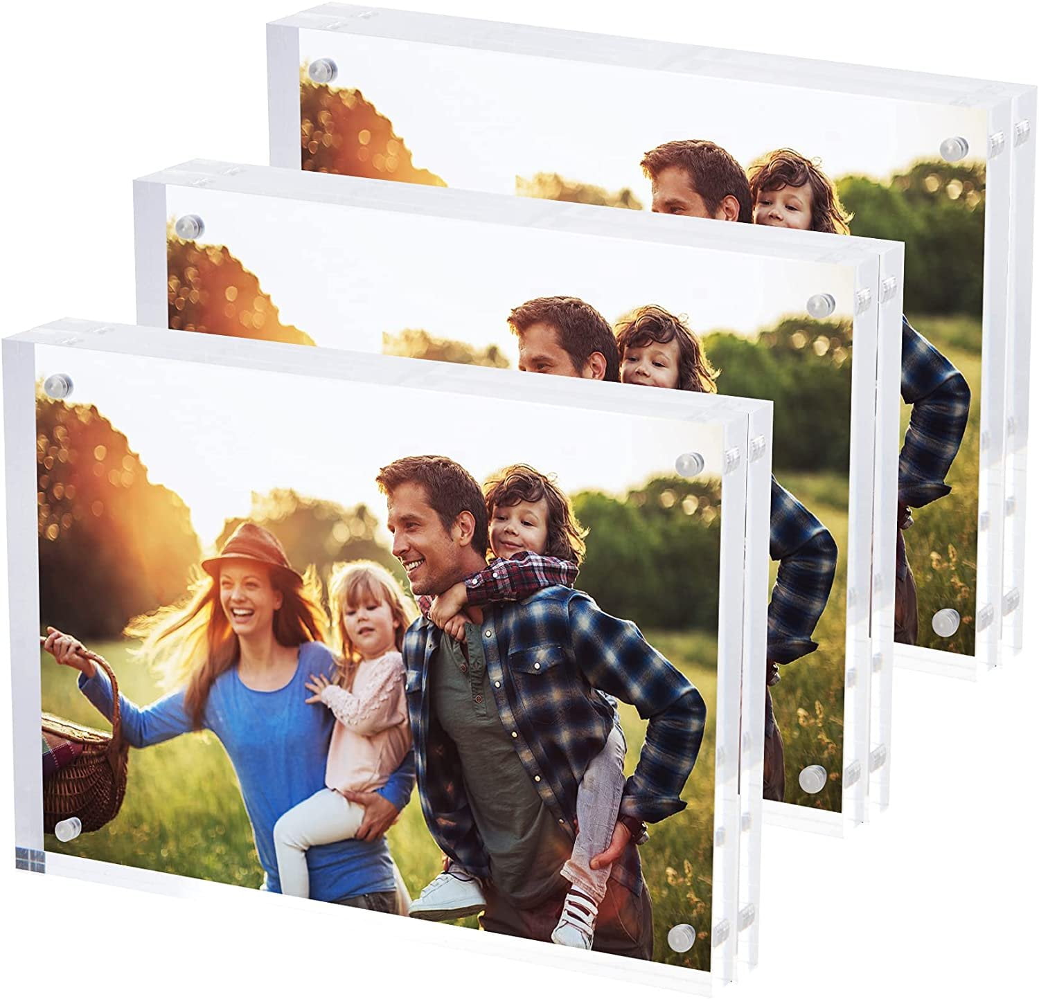 2 Pack Clear Acrylic Picture Frame with Photo Frame Support Stand 4x6,5x7inch 