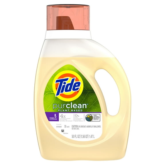 Tide Purclean Plant-based Laundry Detergent, Honey Lavender Scent, 50 oz, 32 loads