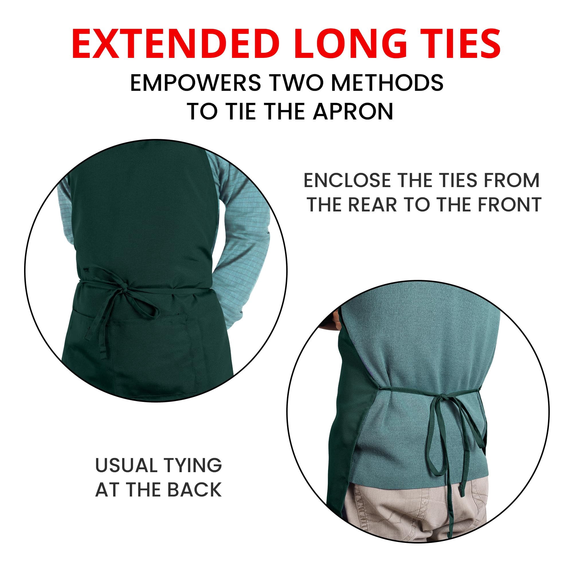 Utopia Kitchen 10 Pack Bib Apron, Unisex Adjustable Aprons with 2 Pockets, Waterdrop Resistant Cooking Kitchen Chef Apron for Men Women, Green