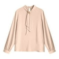thumbnail image 2 of Dxzfnsa Womens Dressy Chiffon Blouse Business Work Casual Tie Neck Shirt Tops Long Sleeve Buttton Shirt, 2 of 3