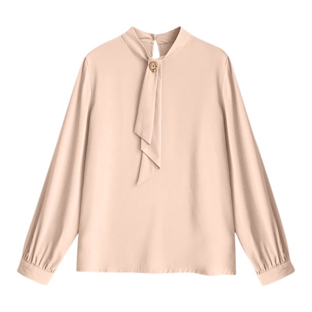 aidice Hauts Grande Taille pour Femmes Décontractés à Col Rond avec Lien Chemises Amples Bureau Travail Blouses Unies Hauts