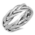 thumbnail image 1 of Men Women Sterling Silver 6mm 6mm Braided Wedding Band Engagement Ring, 1 of 2