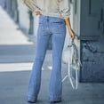 thumbnail image 6 of Sngxgn Women's Mid Rise Waist Cut Riding Jean(Light Blue,M), 6 of 7