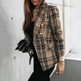thumbnail image 2 of MORTTIC Women's Elegant Plaid Long Sleeve Blazer - Double-Breasted Office Jacket for Spring/Fall, Casual & Professional Suit Coat, 2 of 4